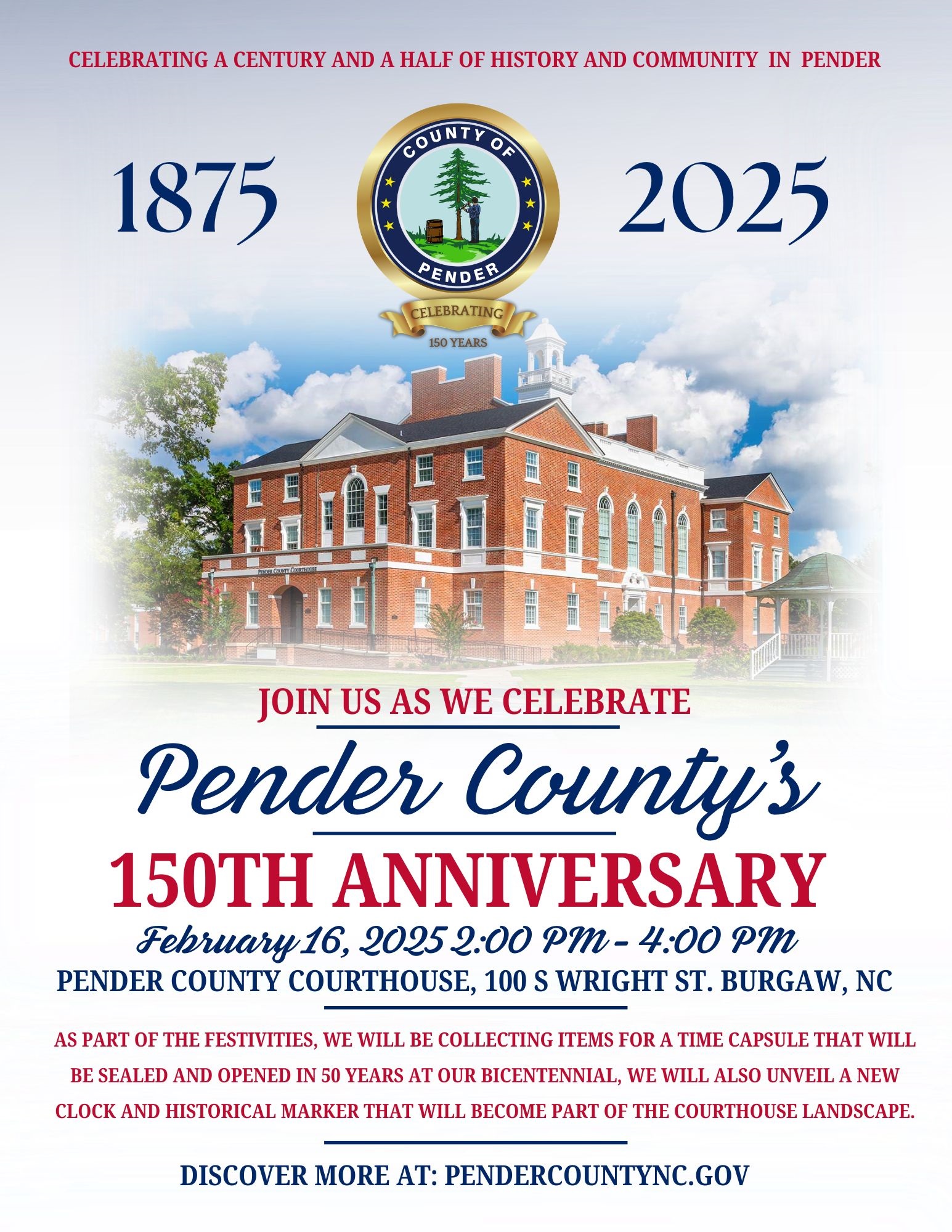 Pender County Celebrates 150th Anniversary